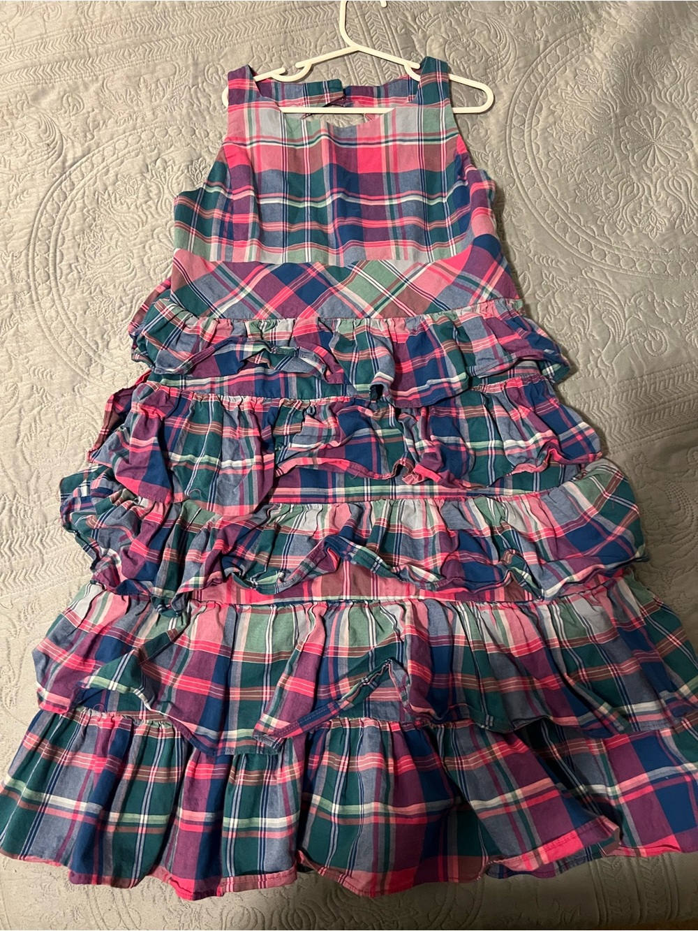 Ralph Lauren Pink & Blue Plaid Ruffle Tiered Skirt Dress
